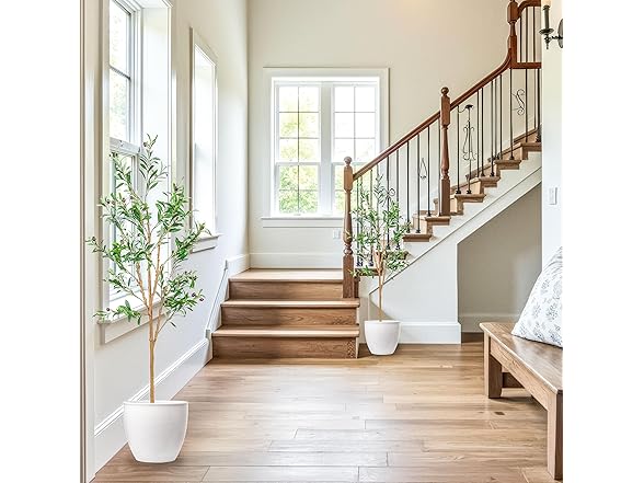 Sunnydaze Fake Olive Tree - Set of 2