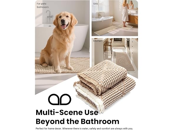 Furicher Waffle Bath Mat Set, Non Slip Bathroom Ru