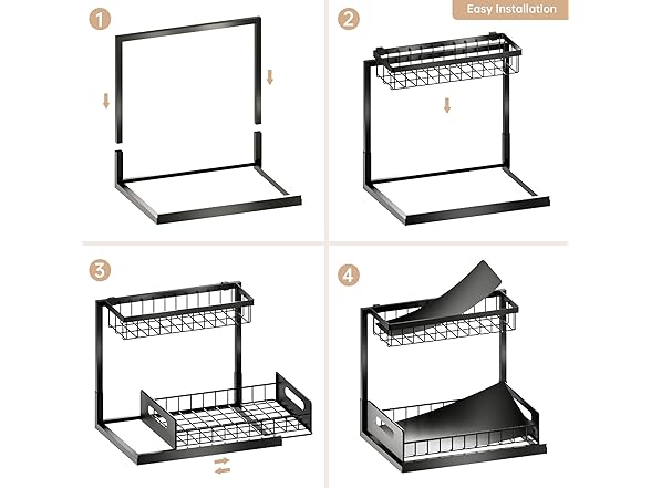 Under Sink Organizer and Storage 2 Pack Black