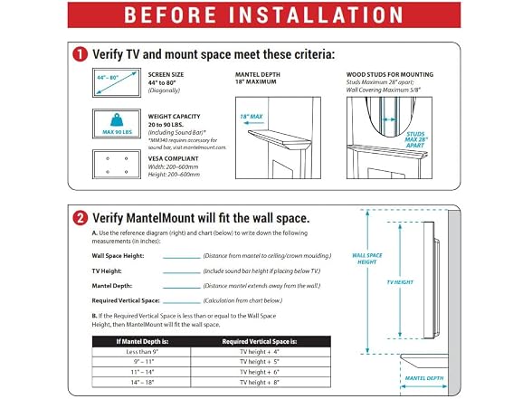 MantelMount Above Fireplace Pull Down TV Mount