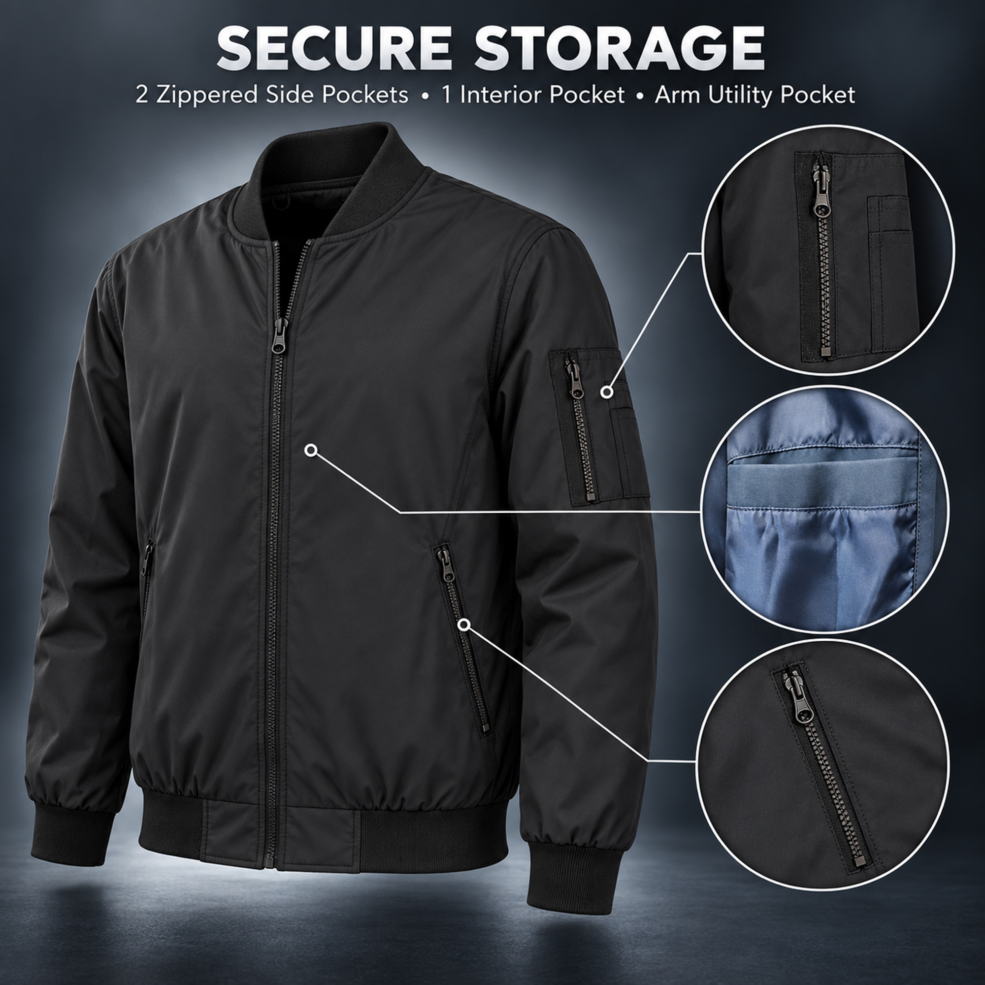 Mens Lightweight Bomber Jacket - Gallery 16