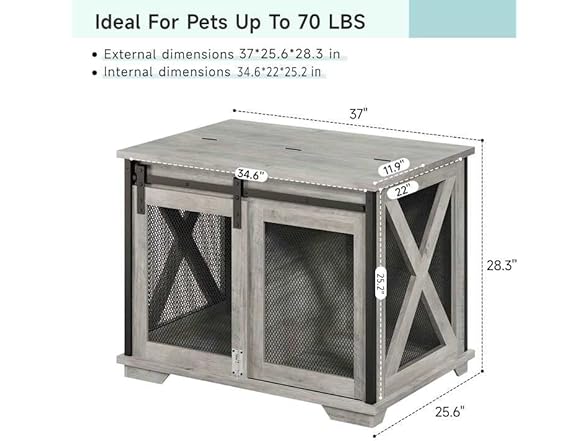 Dog Crate Furniture with Sliding Doors