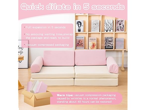 Stmoze Modular Kids Play Couch, 5 Second Quick Bounce High D (Open Box)