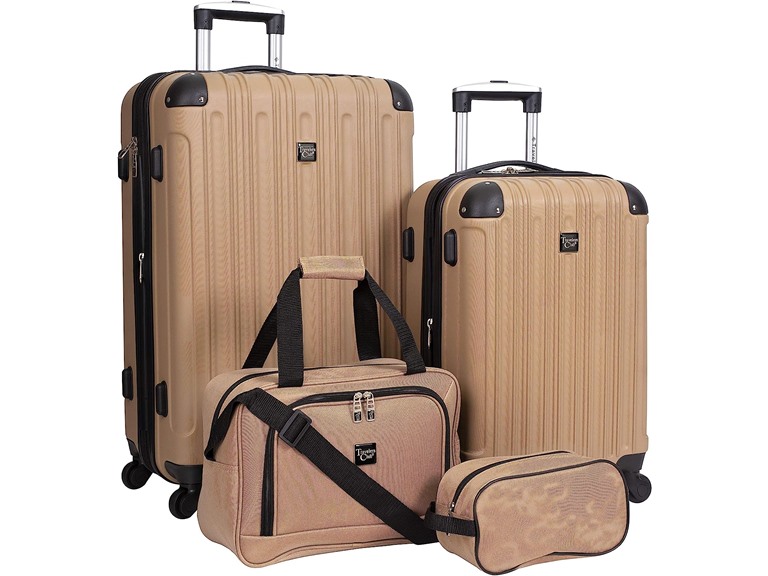 Travelers Club Travelers Club Midtown Hardside 4-Piece Luggage Travel Set, Tan