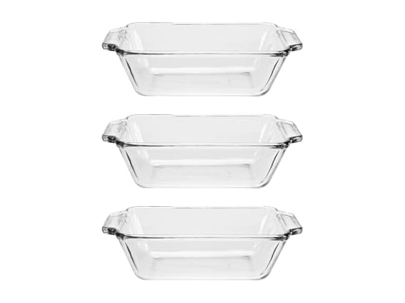 Anchor Hocking Glass Bread Pan Loaf Pan 3Pc