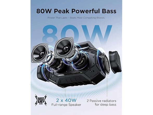 80W Bluetooth 6.0 Outdoor Speakers