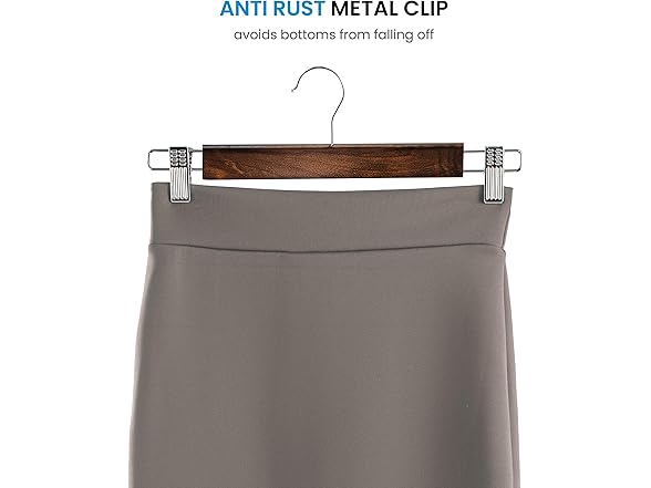 Zober Wooden Pant Hangers w/Clips 20Pk