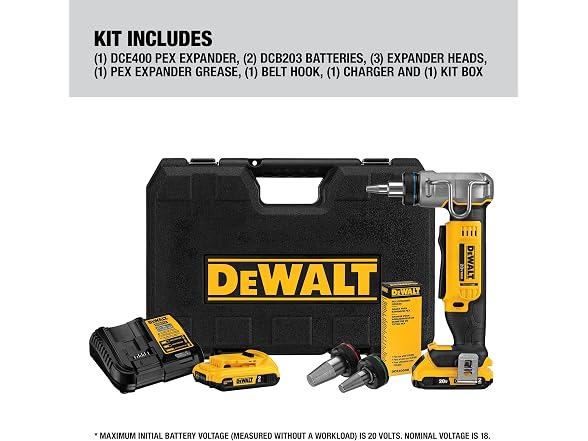 Dewalt DCE400D2 20V MAX* PEX Expander Tool Kit 1in.