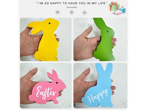 ALISSAR Wooden Easter Bunny Decorations