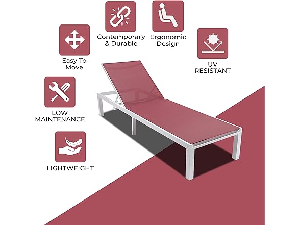 LeisureMod MLW-77 Marlin Chaise Lounge -Choose Color