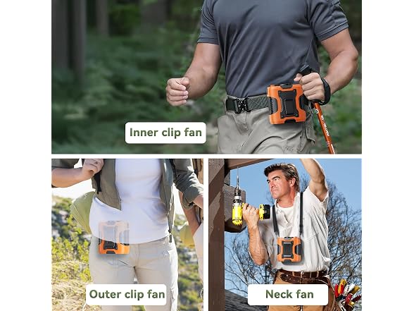 Orange Clip on Waist Fan 100 Speeds