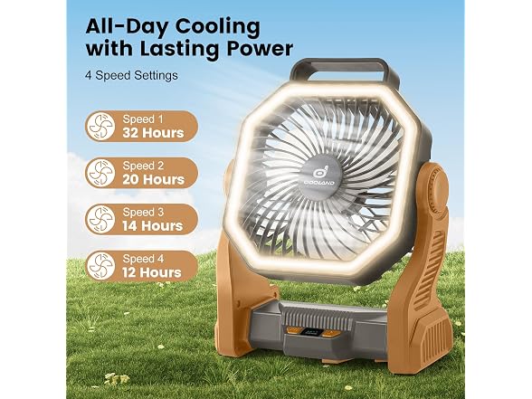 Odoland Brown Rechargeable Camping Fan