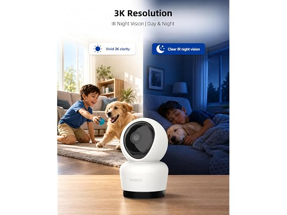 Swann 3K Indoor Pan Tilt WiFi Camera (1 or 2 Pack)