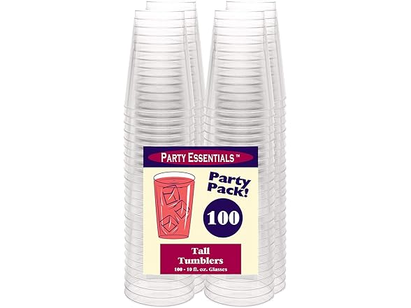 Party Essentials Disposable 10oz Party Cups, 100 Count