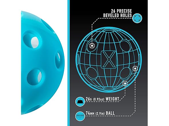 Franklin Sports X-26 Pickleballs - Indoor - 100 Pack - Blue