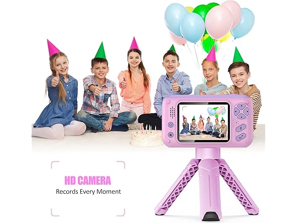 PURULU Kids Camera with Flip-up Lens for Selfie & Video, HD Digital Camera with 32GB SD Card, Ideal for 3-8 Years Old Girls Boys on Birthday Christmas Party as Gift (Open Box)