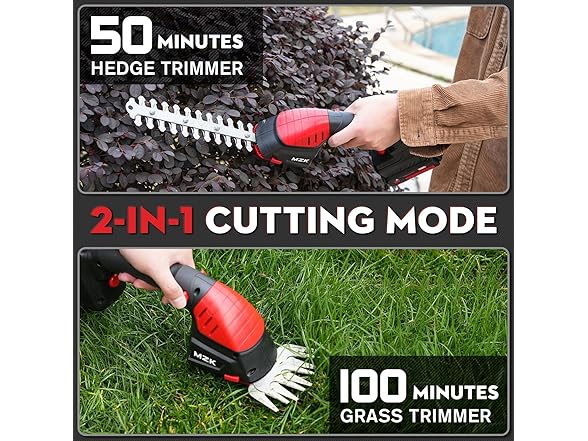 MZK 2-in-1 20V Pole Mini Hedge Trimmer & Grass Shear