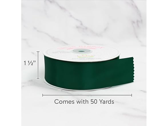 Creative Ideas Satin Single Face 1.5" Inch Ribbon, Emerald