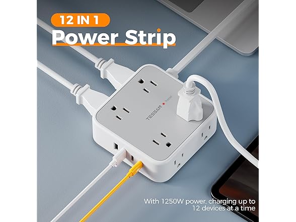 TESSAN Power Strip (8 Outlets, 4 USB)