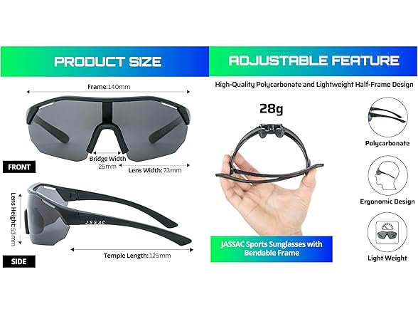 JSSAC Polarized Sports Sunglasses