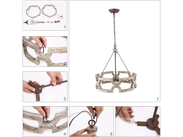 KSANA Farmhouse Chandelier, Wood Drum 19.5” X 21”