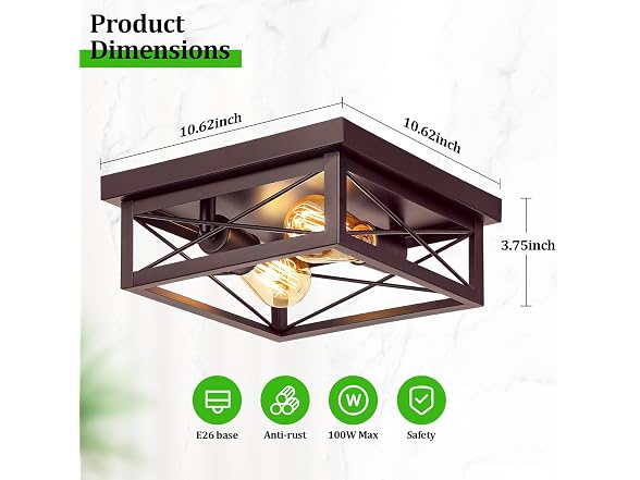 Kondras B0DDBZYJLM 2-Pack Brown Hallway Fixtures Ceiling
