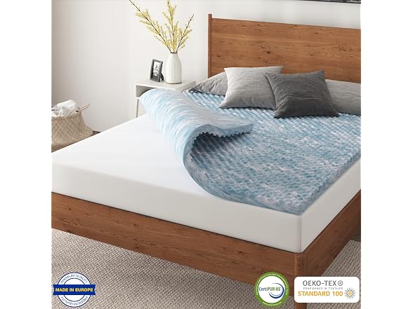 NapQueen 1.5" Swirl Egg-Shell Cooling Gel Memory Foam Twin Mattress Topper