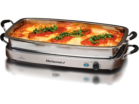 Elite Gourmet Triple 3 x 2.5 Quart Trays Buffet Server