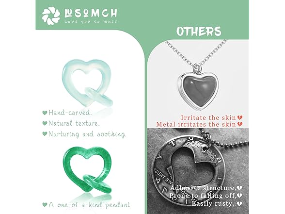 Lusomch Jade Heart Pendant White