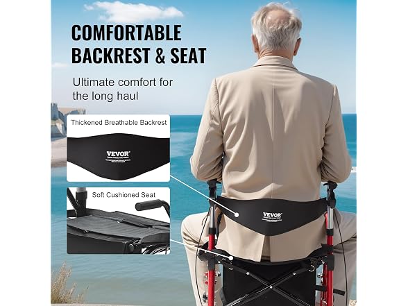 VEVOR 2 in 1 Rollator Walker and Wheelchair 300 Lbs