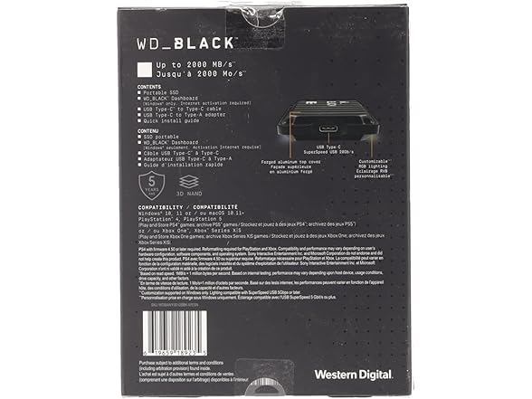 Western Digital 1TB P40 GameDrive SSD WDBAWY0010BBK-WESN (Open Box)