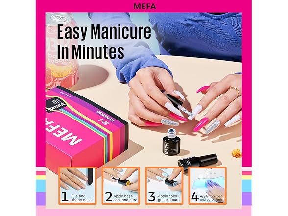 MEFA 35 Pcs Gel Nail Polish Set Seasonal Flowers