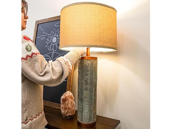 31-Inch Slate Cylinder Table Lamp