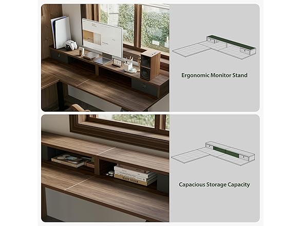 L Shaped Standing desk with 2 Drawers