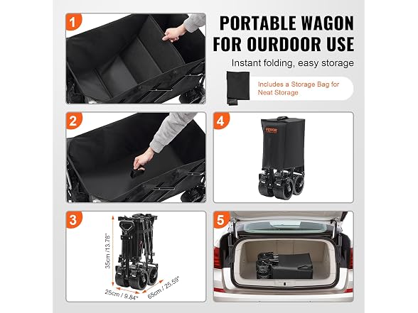 VEVOR 220L/350lbs Collapsible Folding Wagon