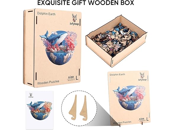 Ixfyloop Wooden Puzzles for Adults, Whale Earth