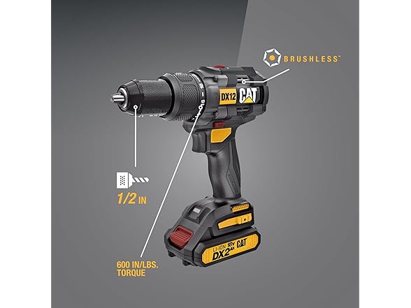 CAT DX12 18V Brushless 1/2in Hammer Drill Kit