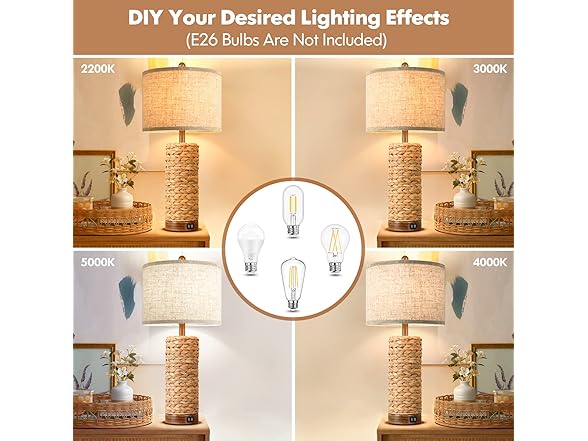 TOBUSA Seegrass Table Lamps Set of 2