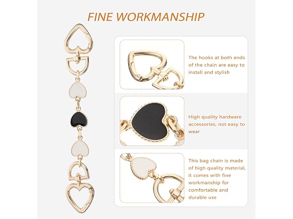 Purse Strap Extender Alloy Metal Heart