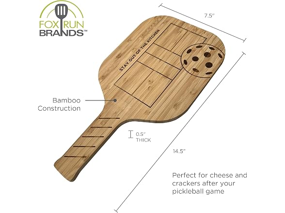 Fox Run Pickleball Paddle Charcuterie Boards, Set of 2 