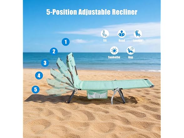 SUNNYFEEL Teal Lay Flat Tanning Lounger