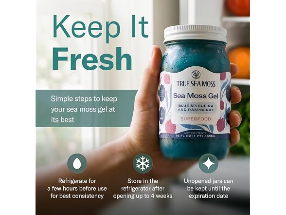 TrueSeaMoss Blue Spirulina Sea Moss Gel 16oz