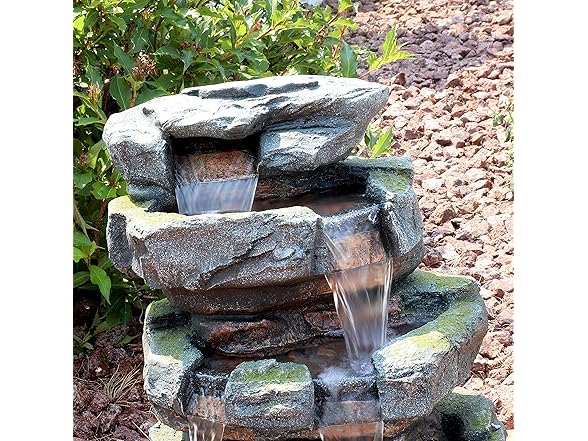 Sunnydaze 23-Inch Stone Waterfall Outdoor Tiered Fountain