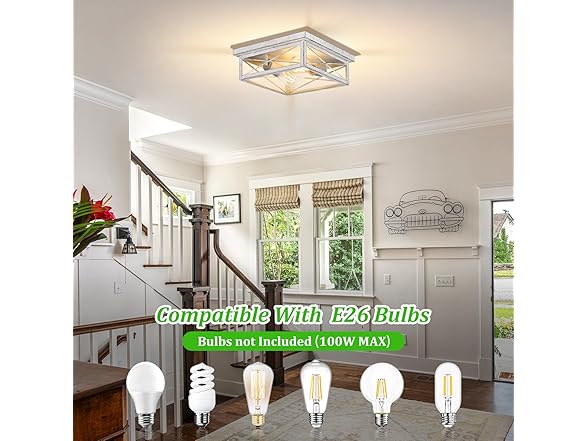 Kondras Antique White Hallway Light Fixture, 2-Light