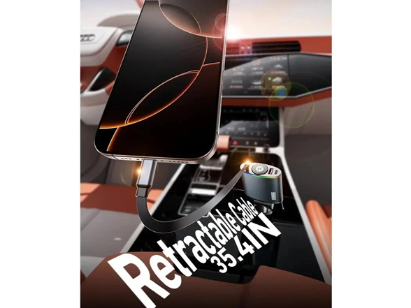 2-PK 3 in 1 Retractable Car Charger