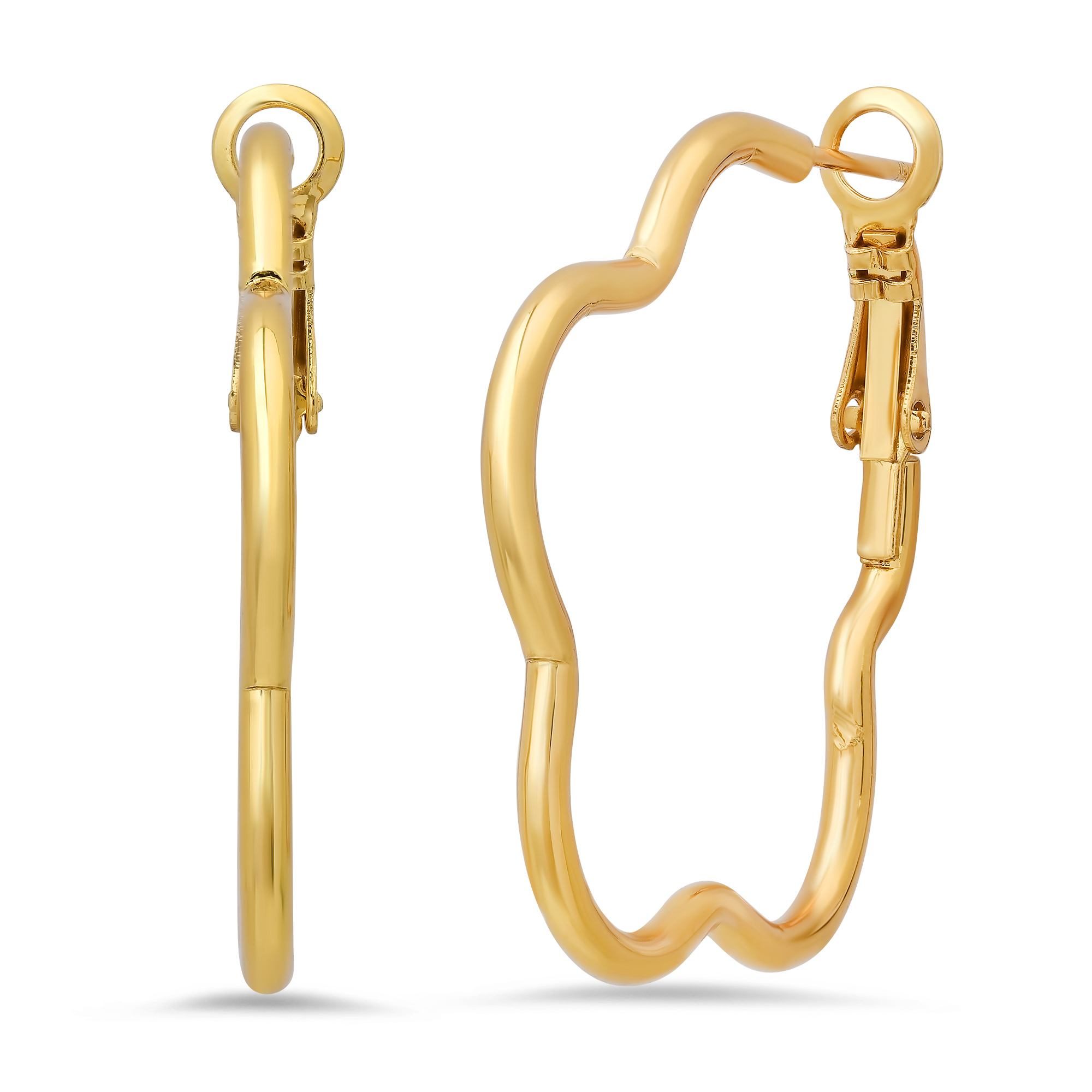 18k Gold Plated Wavy Hoop Earrings - Gallery 4