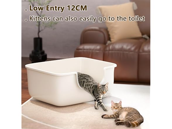 White Large Cat Litter Box 19.7"L x 15.76"W x 8.67"H