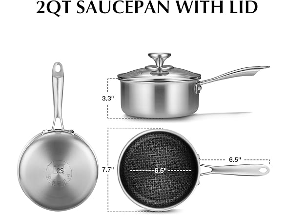 Hybrid Nonstick Stainless Steel Saucepan