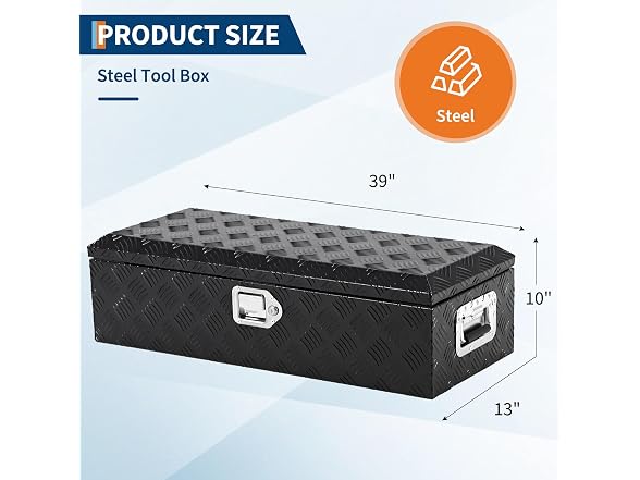 MOVECOM Heavy Duty Aluminum Diamond Plate Tool Box Silver