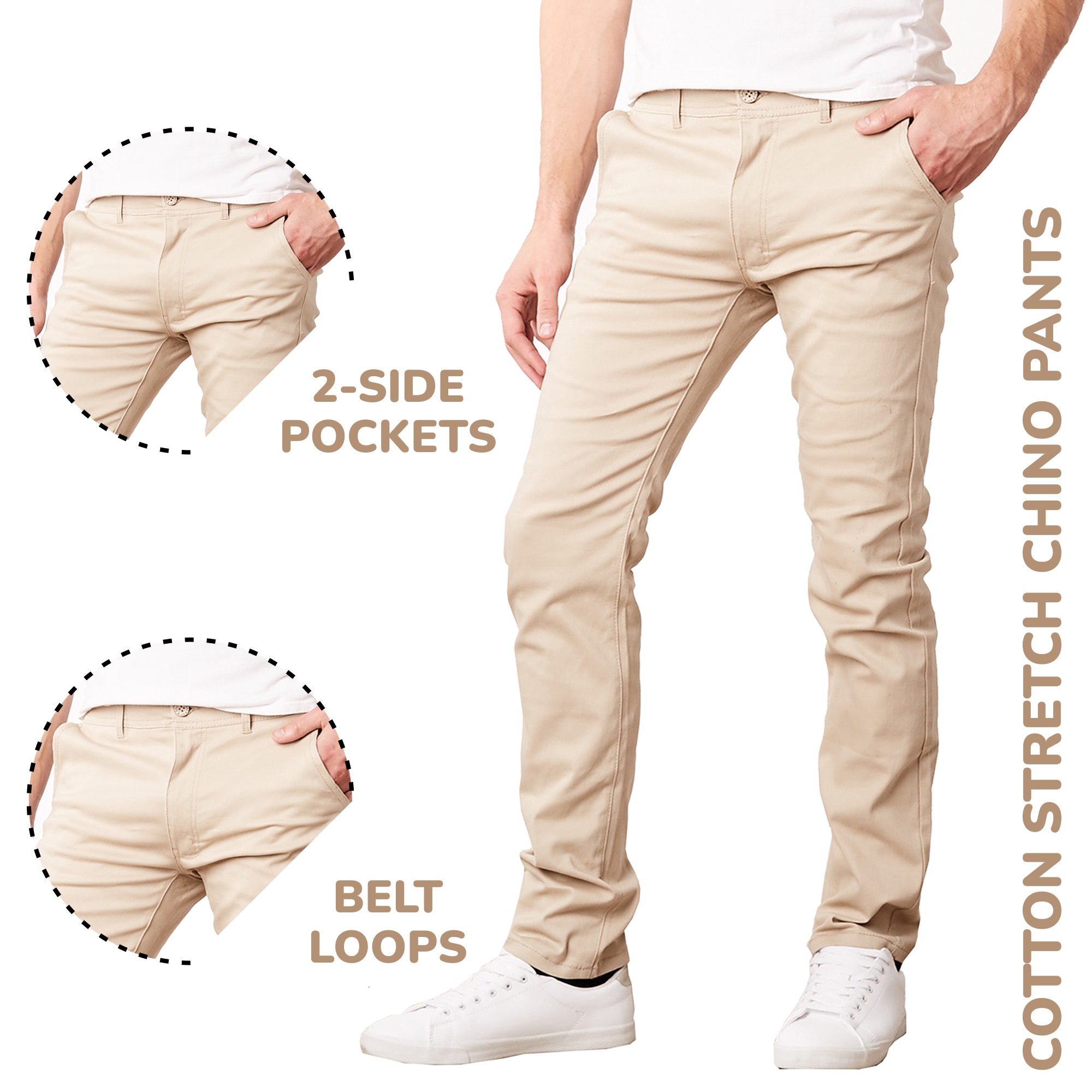 3Pk Mens Stretch Classic Chino Pants (30-42) - Gallery 14